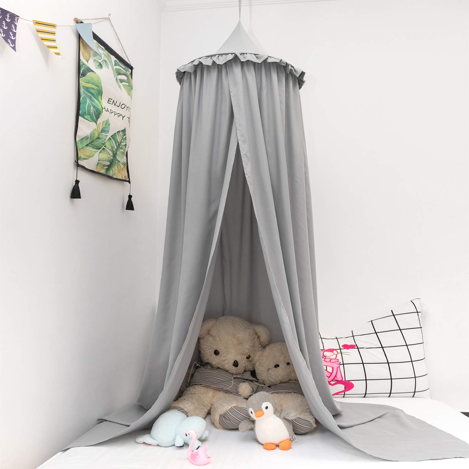 eugad-wohnaccessoires-betthimmel-baldachin-grau-230cm-polyester image 1