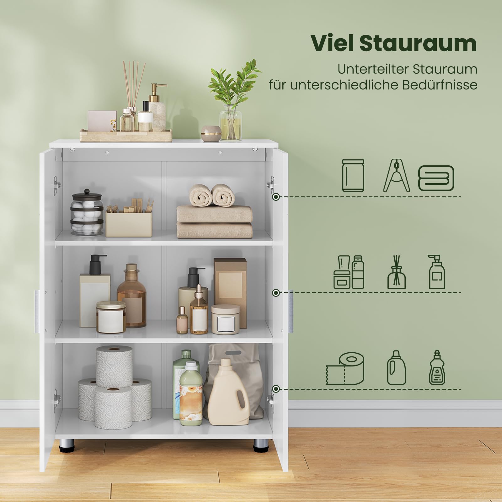eugad-badezimmerschrank-wei-schmal-freistehend-verstellbar image 4