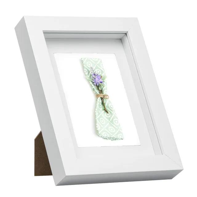 eugad-3d-bilderrahmen-15x20-cm-objektrahmen-wei-mit-passepartout image 1
