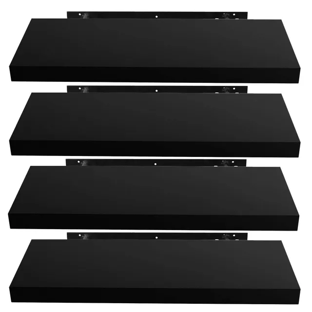 eugad-aufbewahrung-wandregal-schwarz-4er-set-mdf-b-cher image 1
