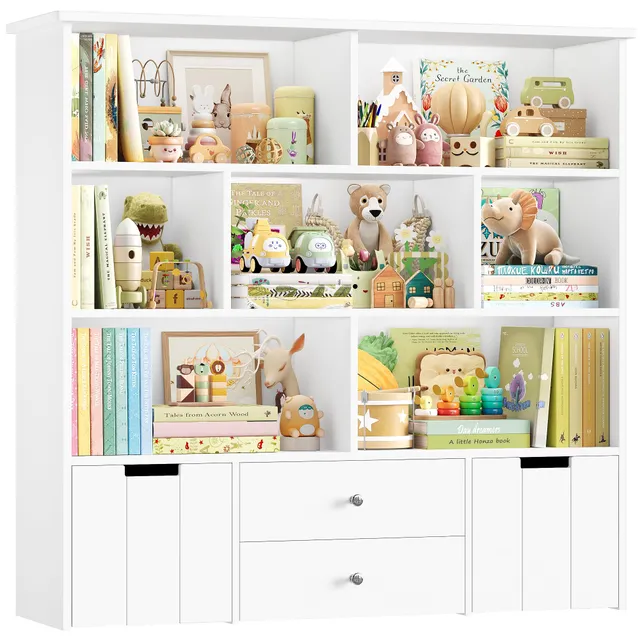 forehill-kinderregal-wei-mit-schubladen-125x33x120cm-holz image 1