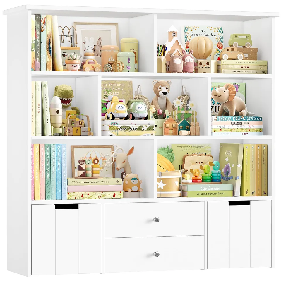 forehill-kinderregal-wei-mit-schubladen-125x33x120cm-holz image 1