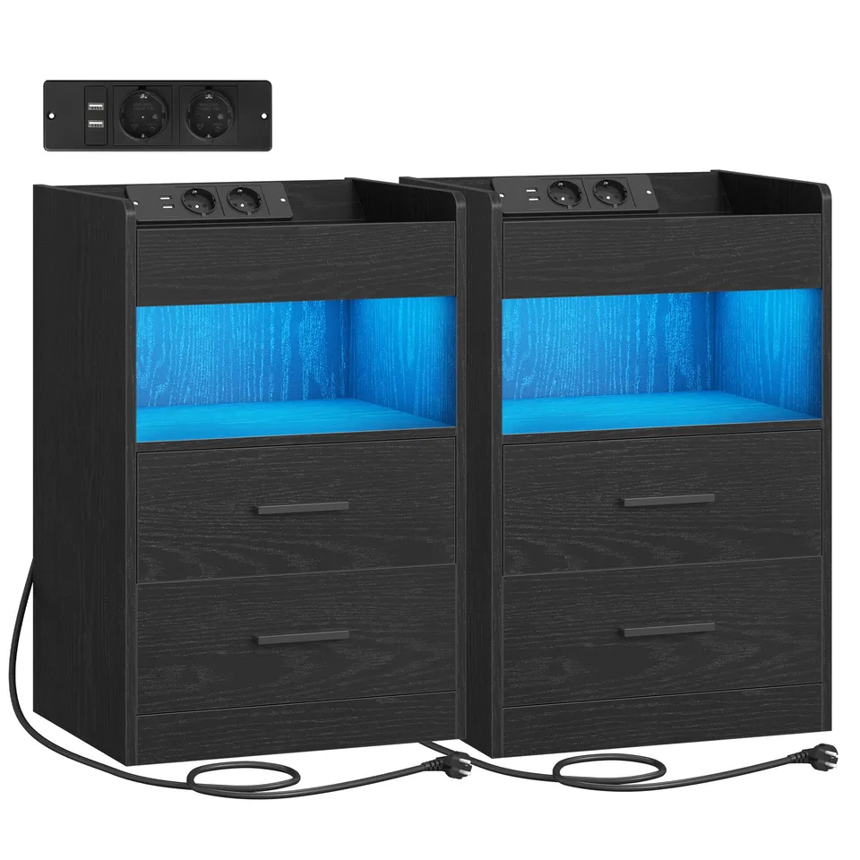hzuaneri-bedroom-ns33604x-nachttisch-2er-set-schwarz-led-usb image 1