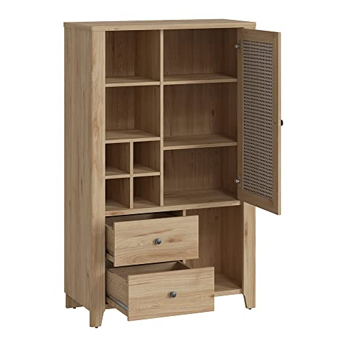 lomadox-wohnzimmer-highboard-eiche-wiener-geflecht-89-cm image 8