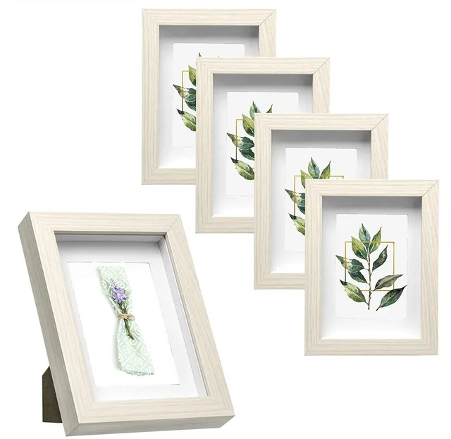 eugad-wohnaccessoires-bilderrahmen-eiche-a4-5er-set-holz-mit-glas image 1