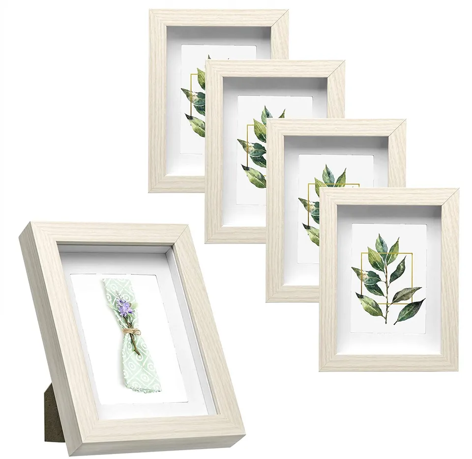 eugad-wohnaccessoires-bilderrahmen-eiche-a4-5er-set-holz-mit-glas image 1