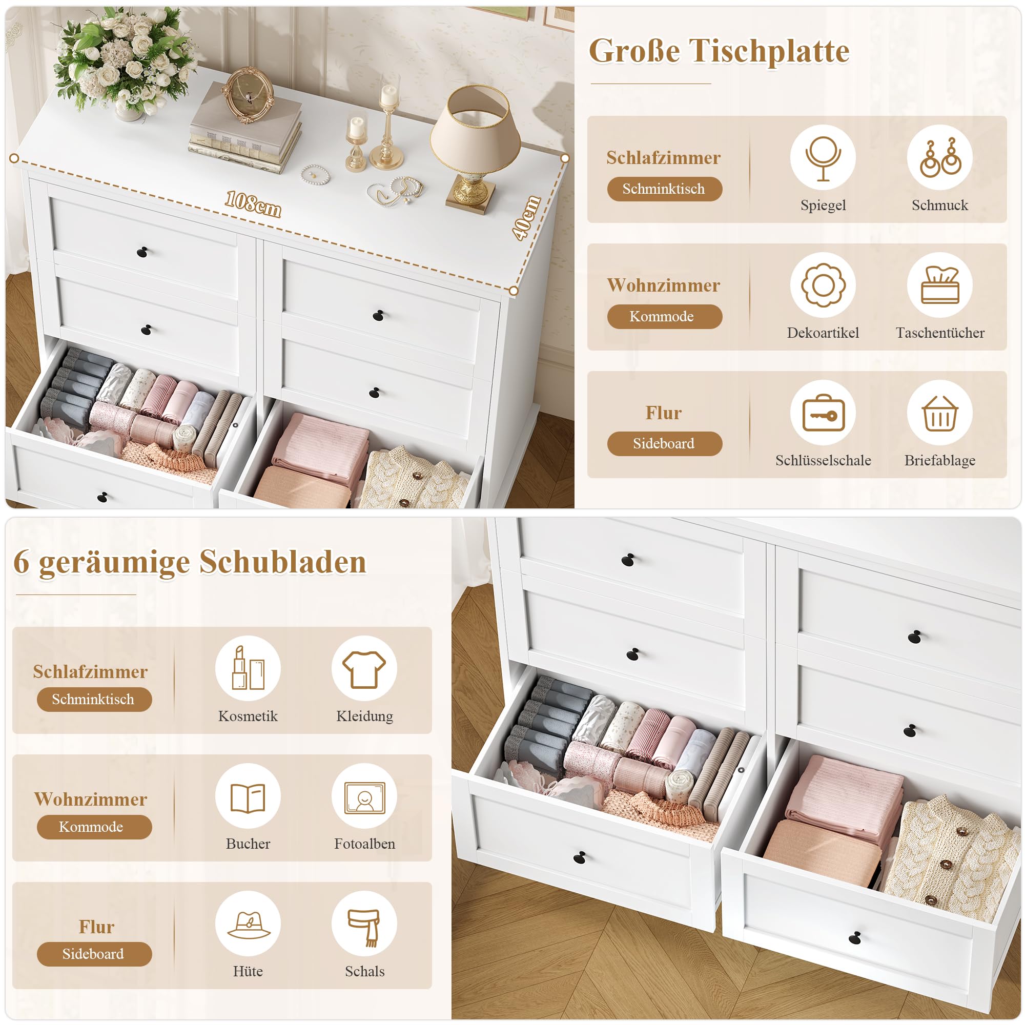forehill-kommode-wei-6-schubladen-schrank-mdf image 6