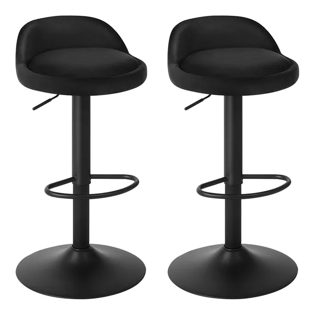 eugad-barhocker-2er-set-samt-schwarz-h-henverstellbar-62-84cm image 1
