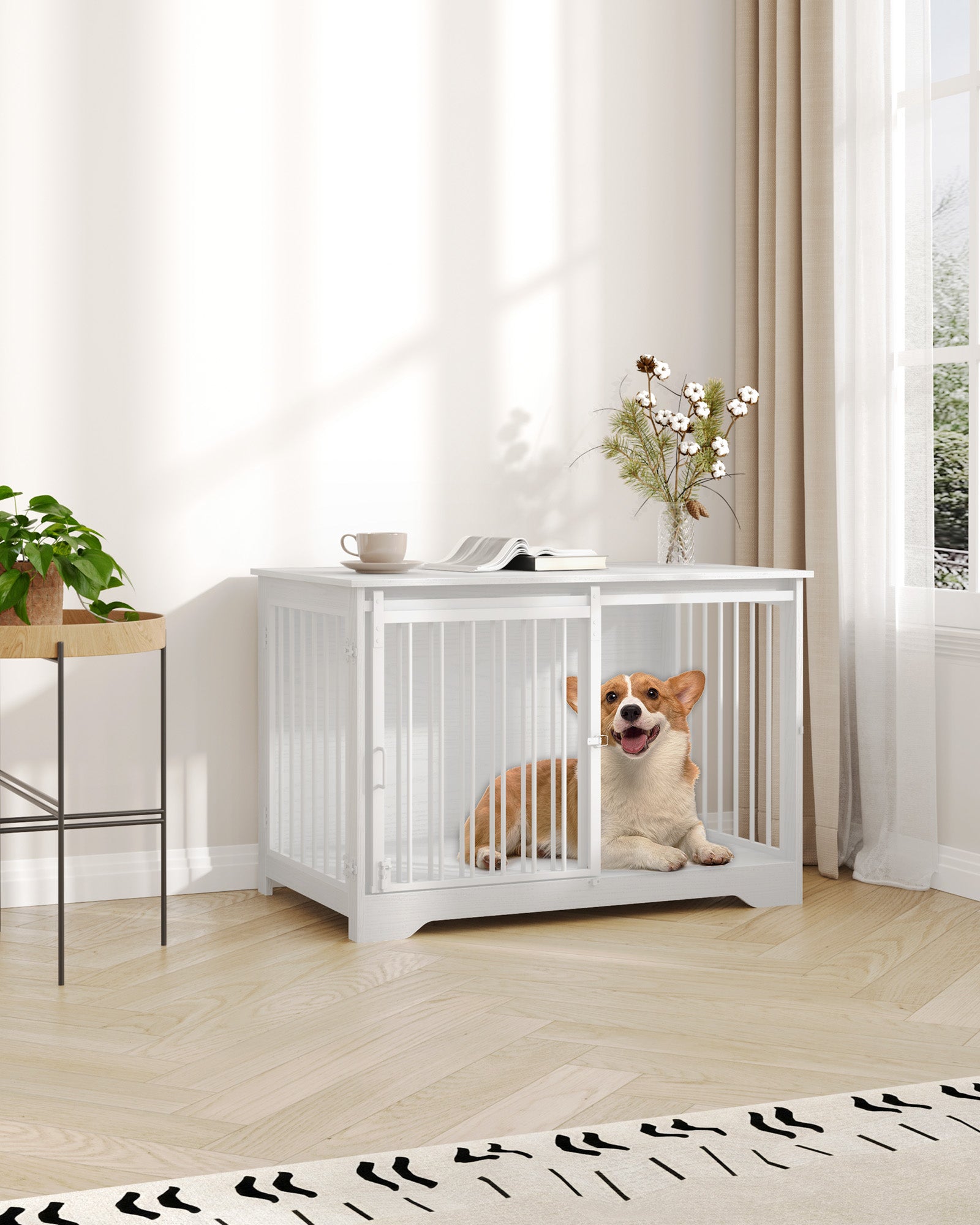 hzuaneri-dfc02313w-hundebox-100-cm-wei-holz-2-t-ren image 1