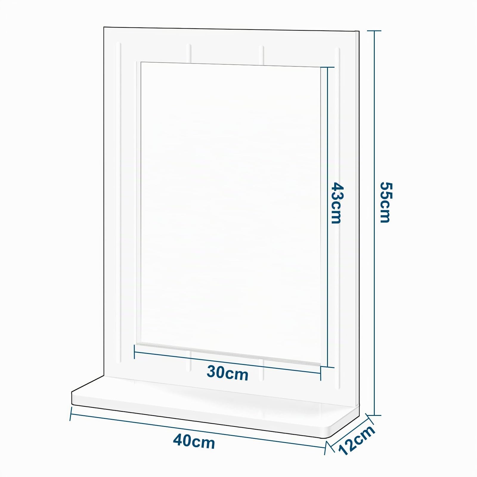 eugad-wohnaccessoires-badspiegel-mit-ablage-wei-40x55x12-cm image 5