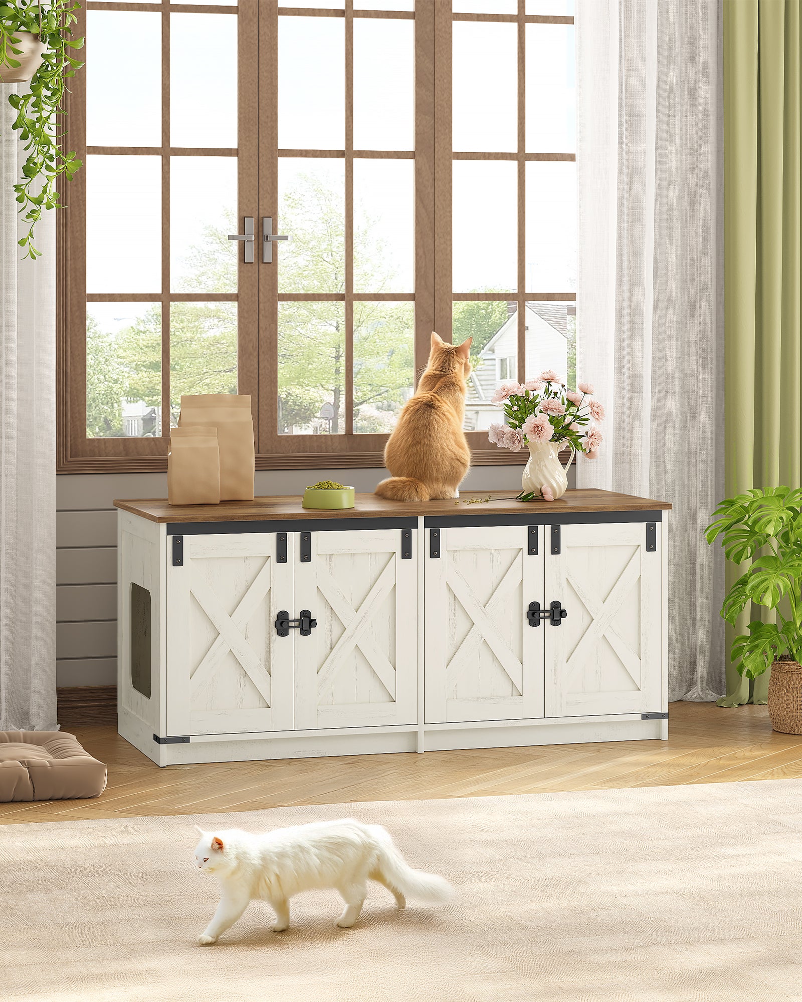 hzuaneri-pet-katzenschrank-f-r-2-katzen-braun-wei image 2