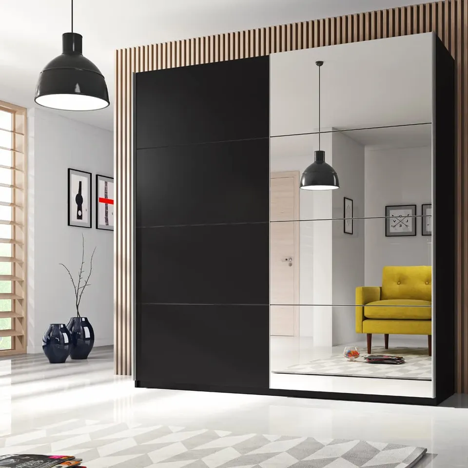lomadox-schlafen-kleiderschrank-180-cm-schwarz-spiegel image 1
