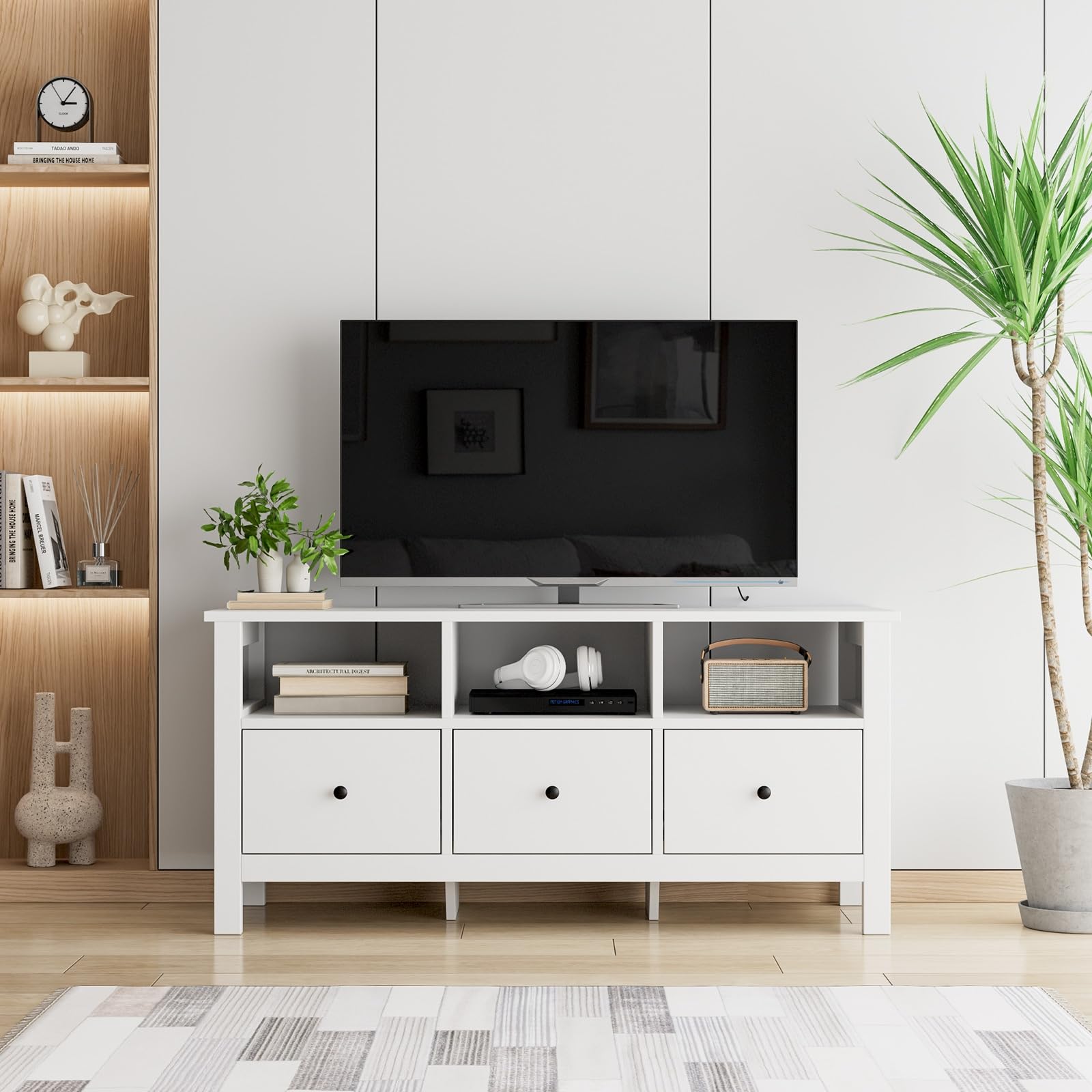 forehill-tv-cabinet-lowboard-tv-schrank-wei-mit-schubladen image 5