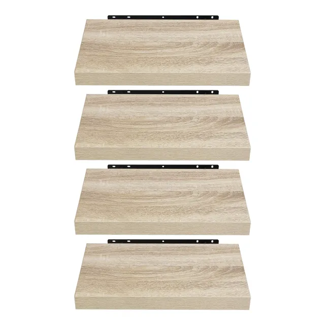 eugad-wandregal-4er-set-helle-holzmaserung-schweberegal image 1