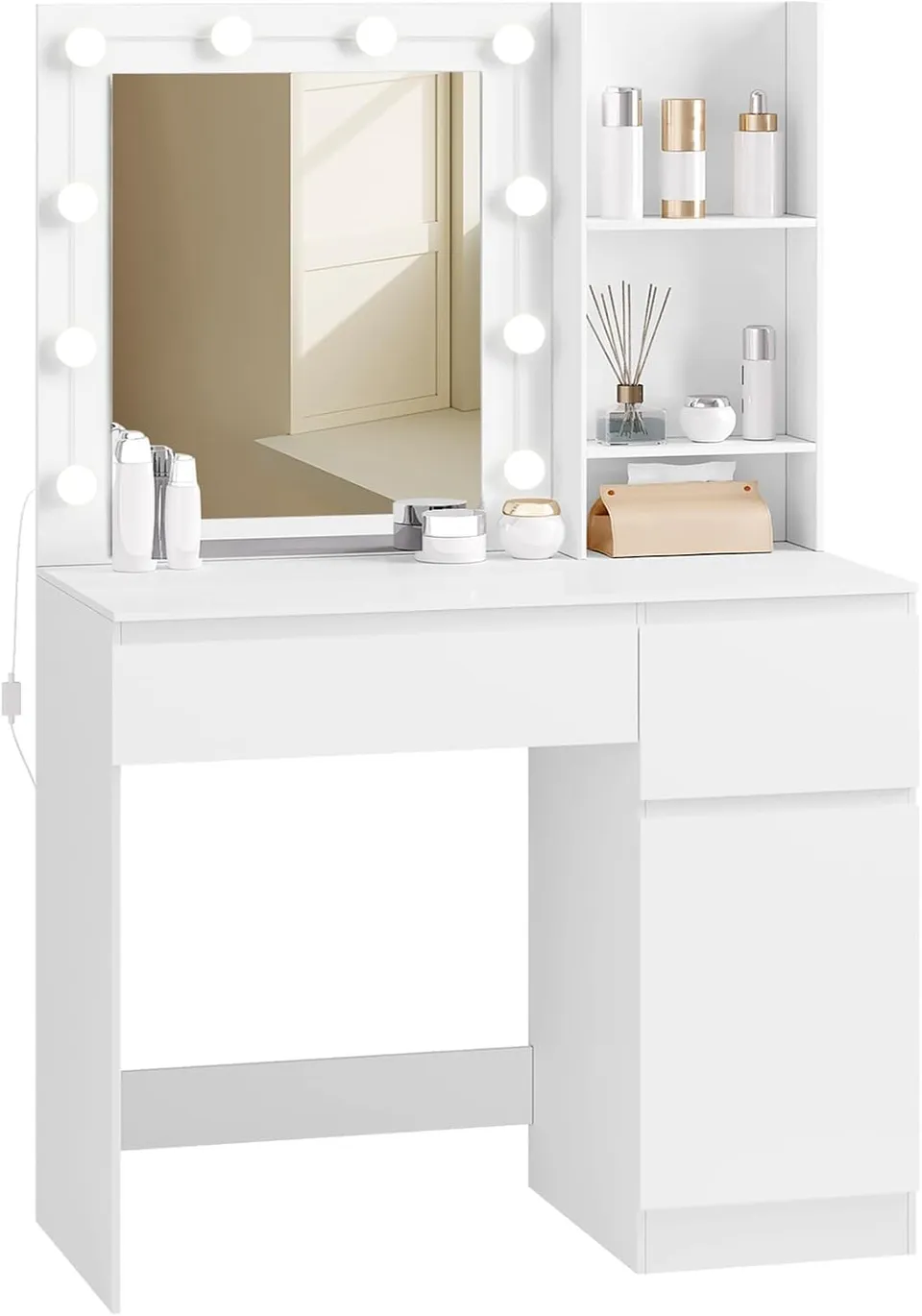 eugad-schminktisch-wei-90cm-mit-spiegel-led-frisiertisch image 1