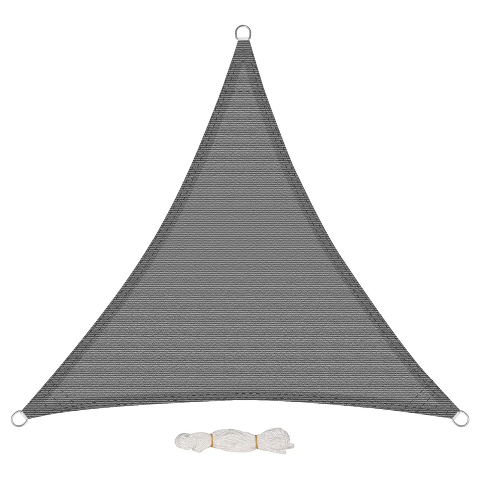 eugad-sonnensegel-dreieckig-3x3x3m-grau-hdpe-200g-0171zyf image 1