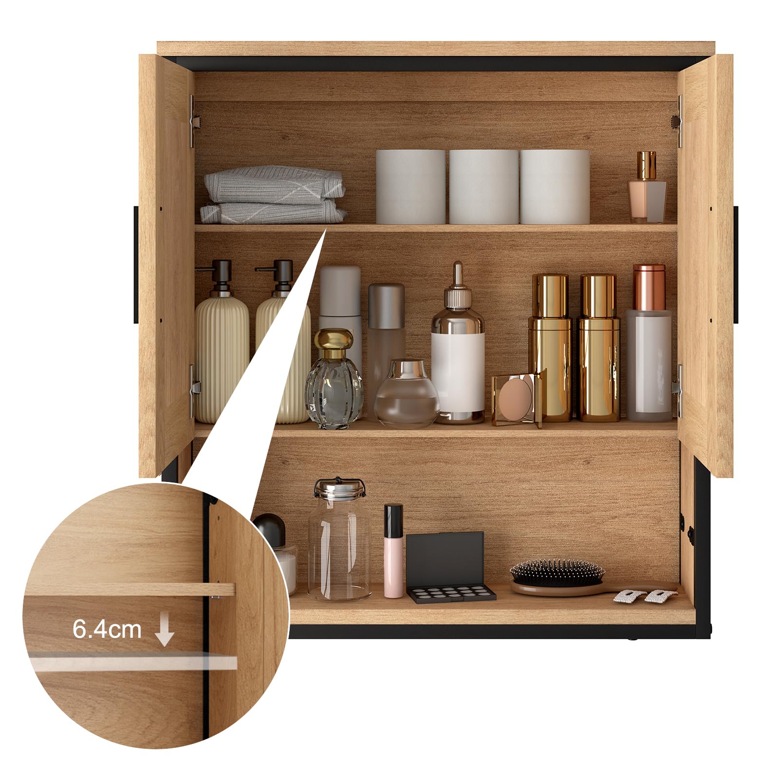 eugad-spiegelschrank-56x60x13-cm-helle-eiche-schwarz image 2