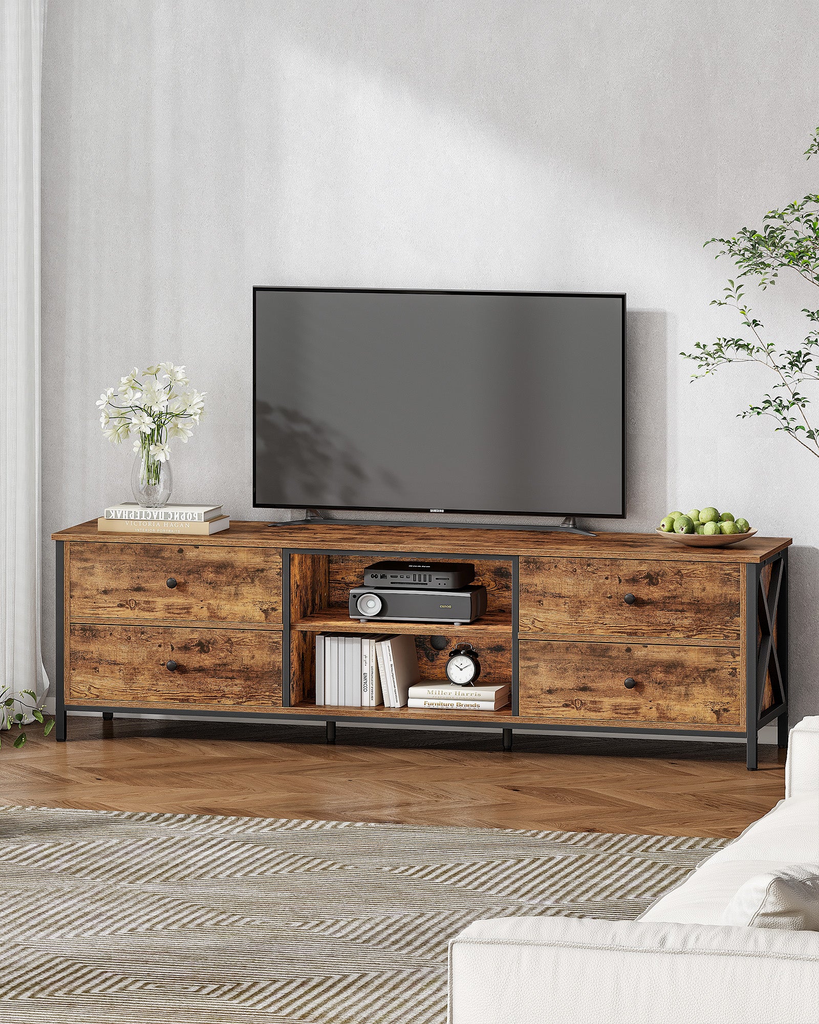 hzuaneri-tv17801b-tv-schrank-vintagebraun-schwarz-178-cm image 2