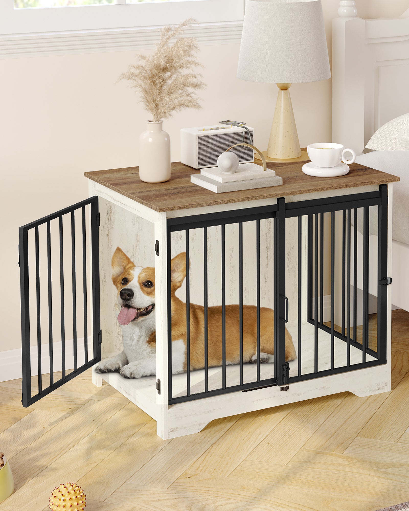 hzuaneri-hundebox-81-cm-wei-braun-holz-schiebet-r-m-bel image 8