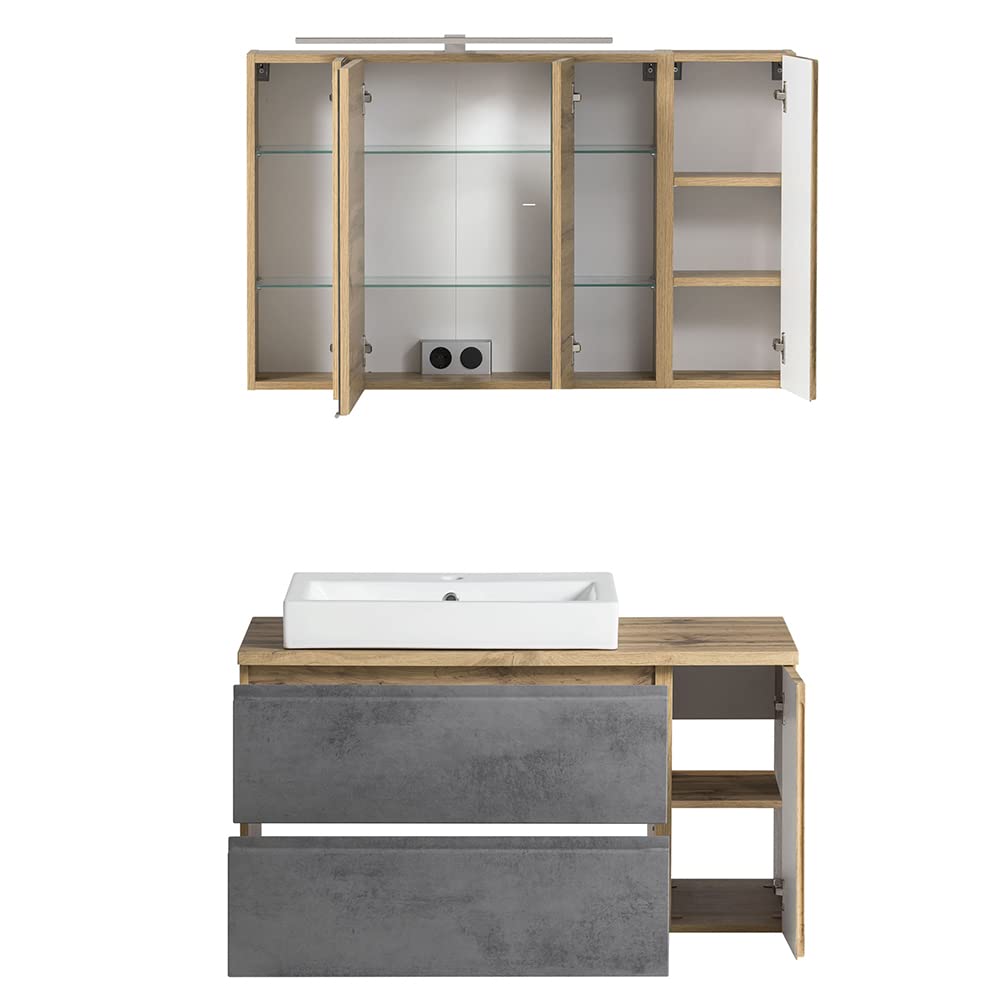 lomadox-badezimmer-set-waschbecken-links-wotan-eiche-beton-led image 6