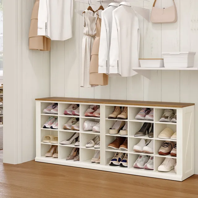 hzuaneri-living-room-schuhbank-antik-wei-24-f-cher-150-cm-breit image 1