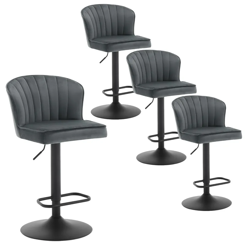 eugad-barhocker-samt-dunkelgrau-4er-set-h-henverstellbar image 1