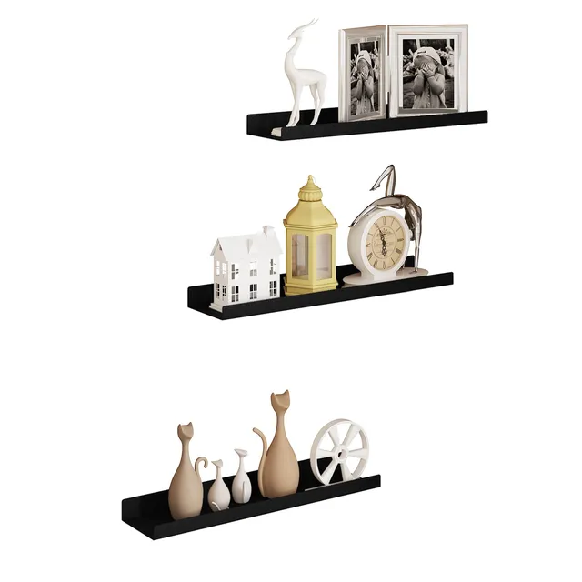 eugad-wandregal-3er-set-schwarz-metall-40cm image 1