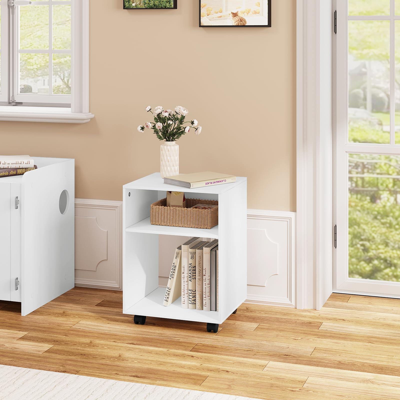 eugad-druckertisch-mit-rollen-wei-40-cm-b-rowagen image 2