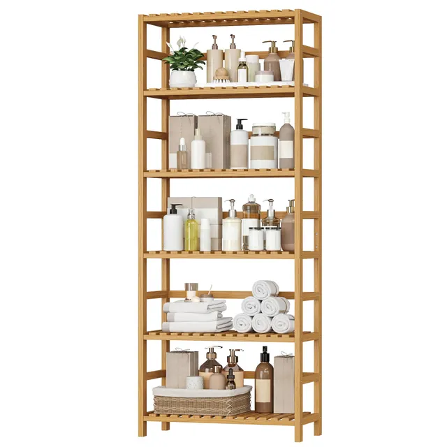 forehill-bathroom-shelf-badregal-6-ablagen-natur-bambus-161-cm image 1