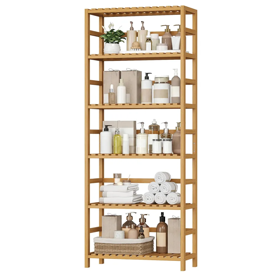 forehill-bathroom-shelf-badregal-6-ablagen-natur-bambus-161-cm image 1