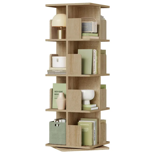 eugad-aufbewahrung-drehregal-4-ebenen-b-cherregal-128-cm-drehbar image 1