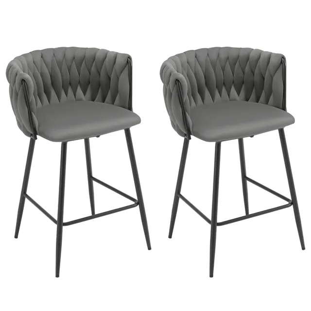 eugad-1082by-2-barhocker-2er-set-samt-dunkelgrau-web-lehne image 1