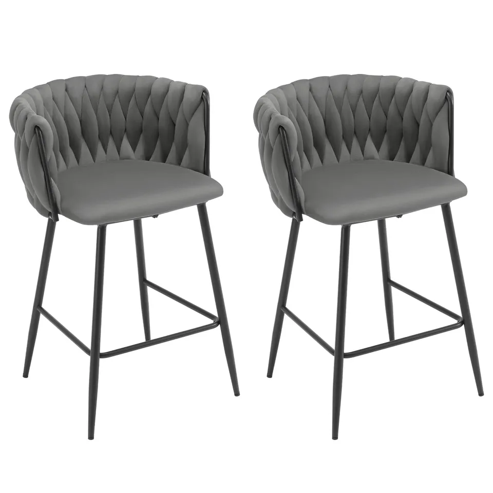 eugad-1082by-2-barhocker-2er-set-samt-dunkelgrau-web-lehne image 1