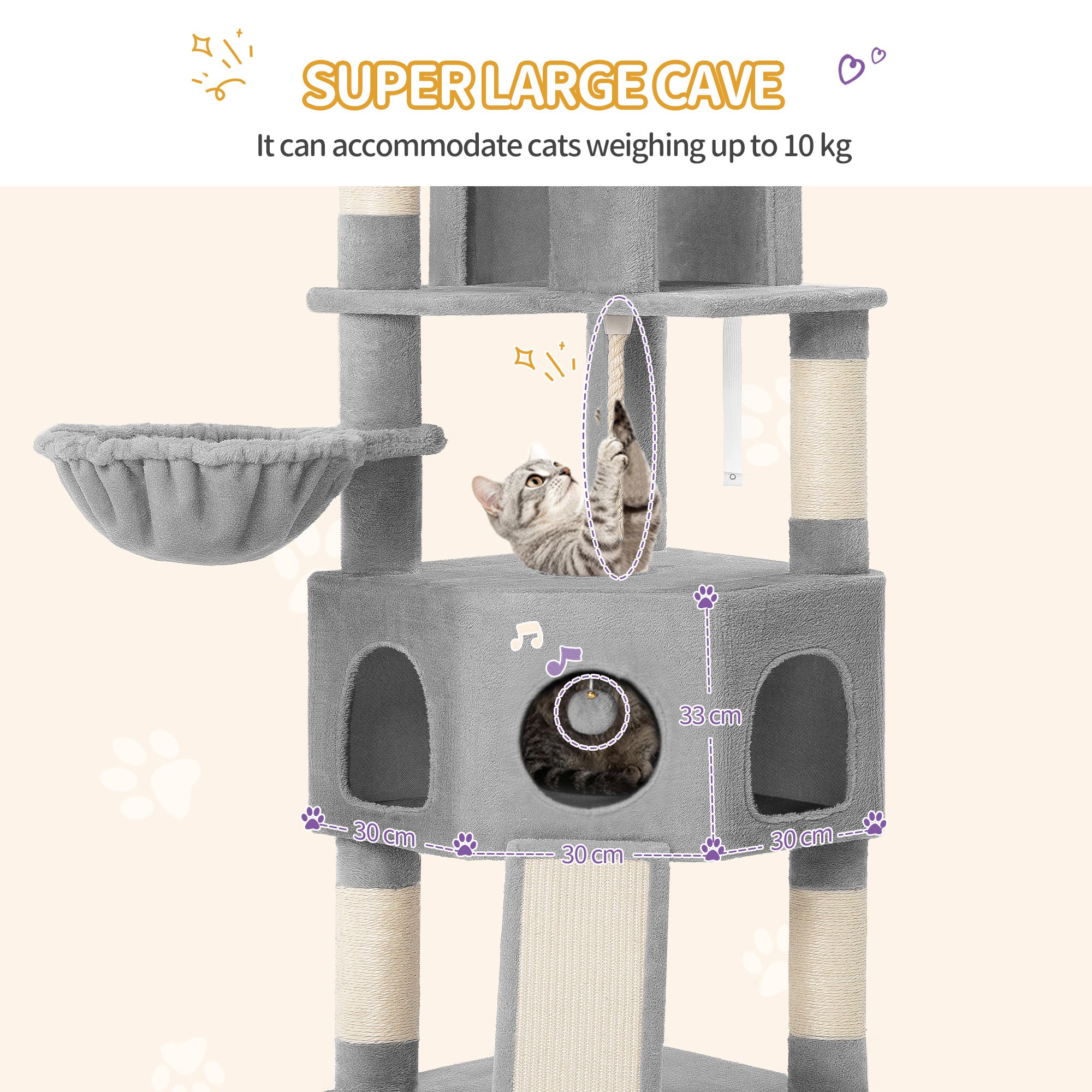 hzuaneri-pet-kratzbaum-ms17418lg-katzenbaum-hellgrau-174-cm-2-h-hlen image 6