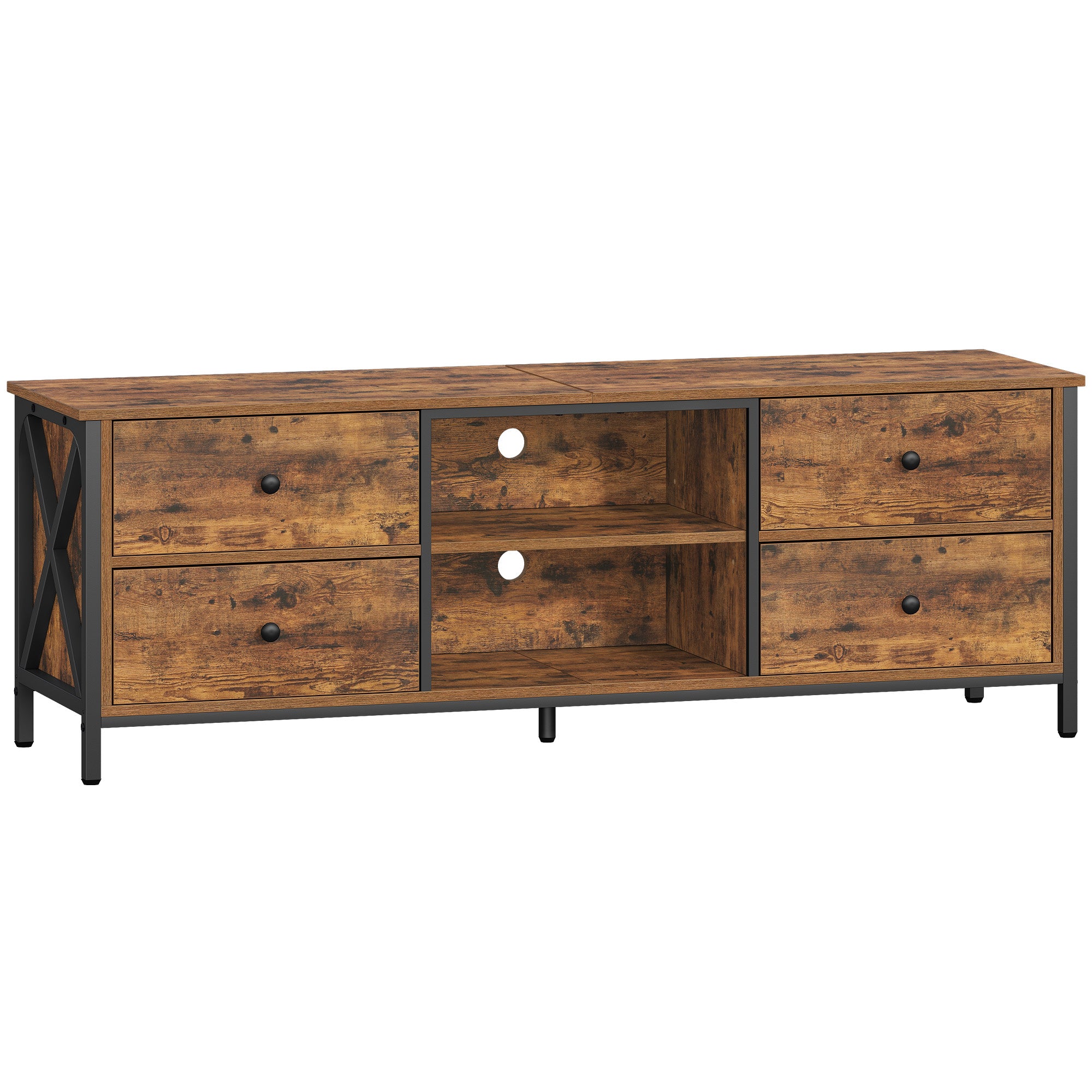 hzuaneri-tv16801b-tv-schrank-vintage-braun-147-cm-4-schubladen image 2