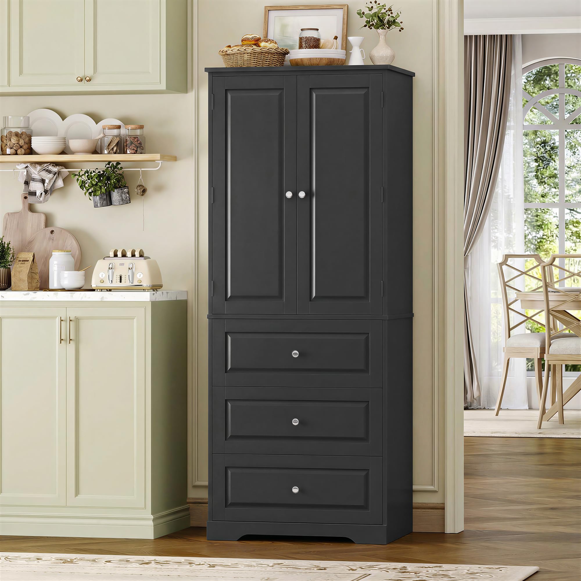 forehill-vorratsschrank-k-chenschrank-schwarz-3-schubladen-8-f-cher image 4