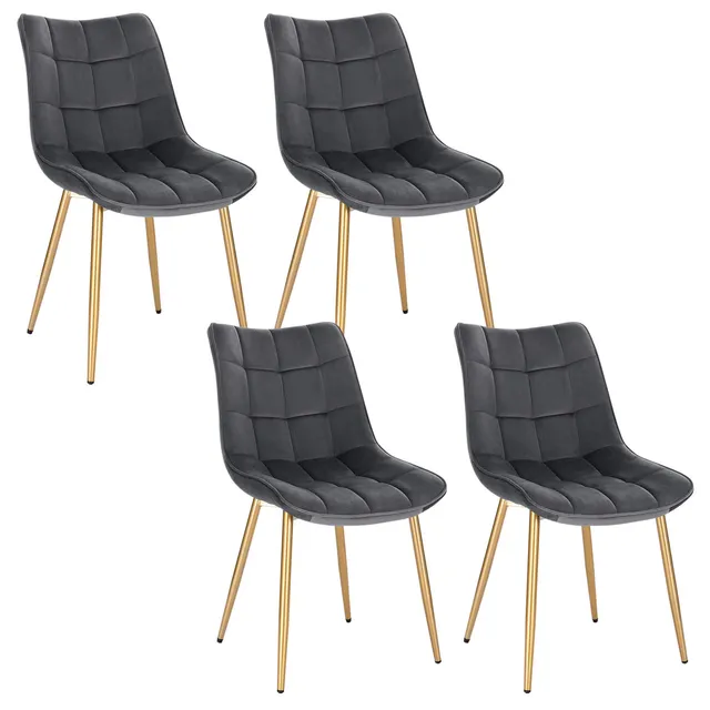eugad-esszimmerst-hle-4er-set-samt-grau-goldbeine-stuhl image 1