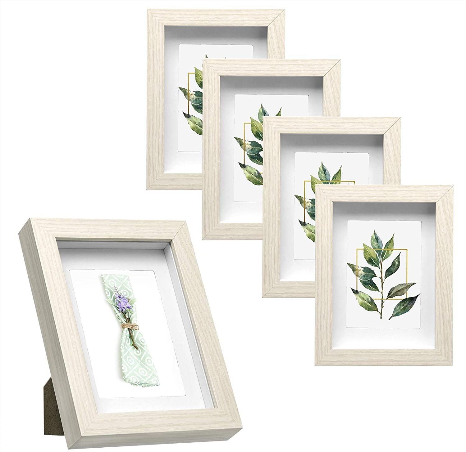 eugad-wohnaccessoires-bilderrahmen-eiche-a4-5er-set-holz-mit-glas image 1