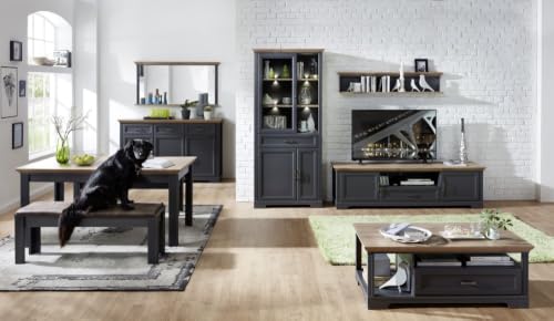 lomadox-flur-sideboard-set-spiegel-graphit-eiche-166-cm image 8