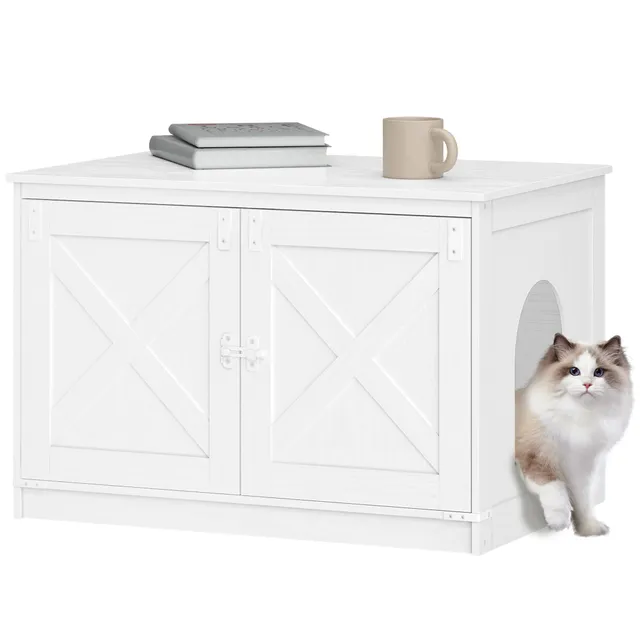 hzuaneri-pet-cb86613w-katzenklo-schrank-katzenhaus-wei-holz image 1