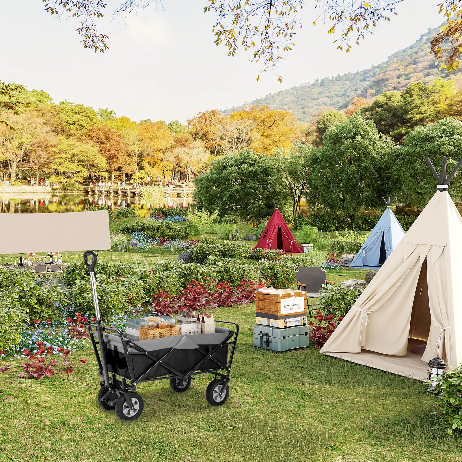 eugad-garten-outdoor-bollerwagen-faltbar-schwarz-grau-200-kg image 7