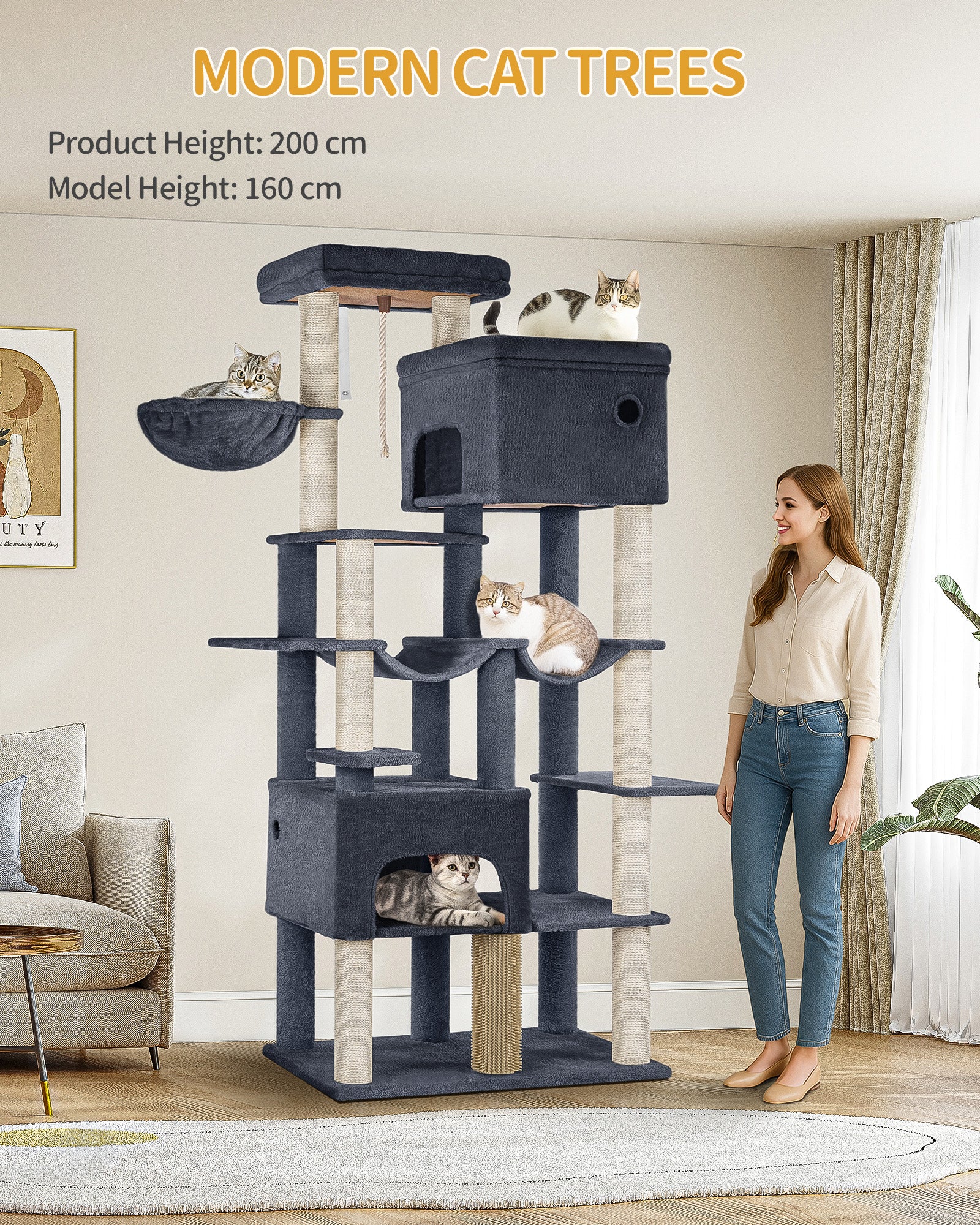 hzuaneri-pet-kratzbaum-200cm-xxl-dunkelgrau-maine-coon image 7