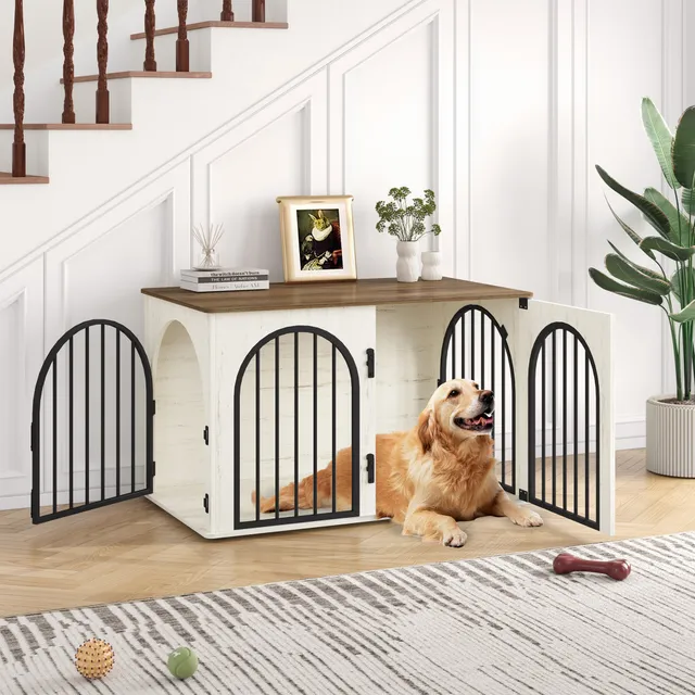 hzuaneri-pet-dfc84114b-hundebox-m-bel-wei-braun-100-cm-3-t-ren image 1