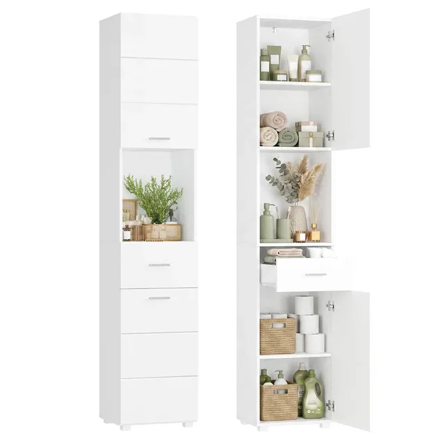 forehill-tall-bathroom-cabinet-badezimmerschrank-wei-180-cm-soft-close image 1