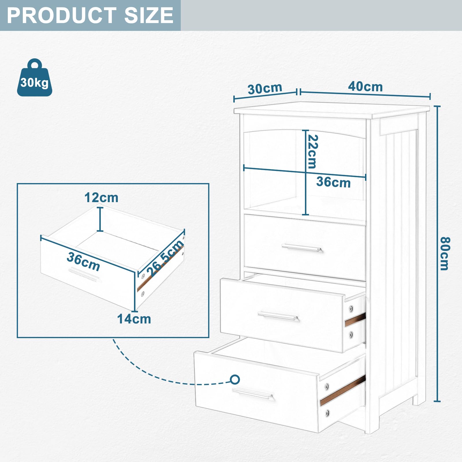 eugad-badezimmerschrank-wei-3-schubladen-40x80x26-5-cm image 3