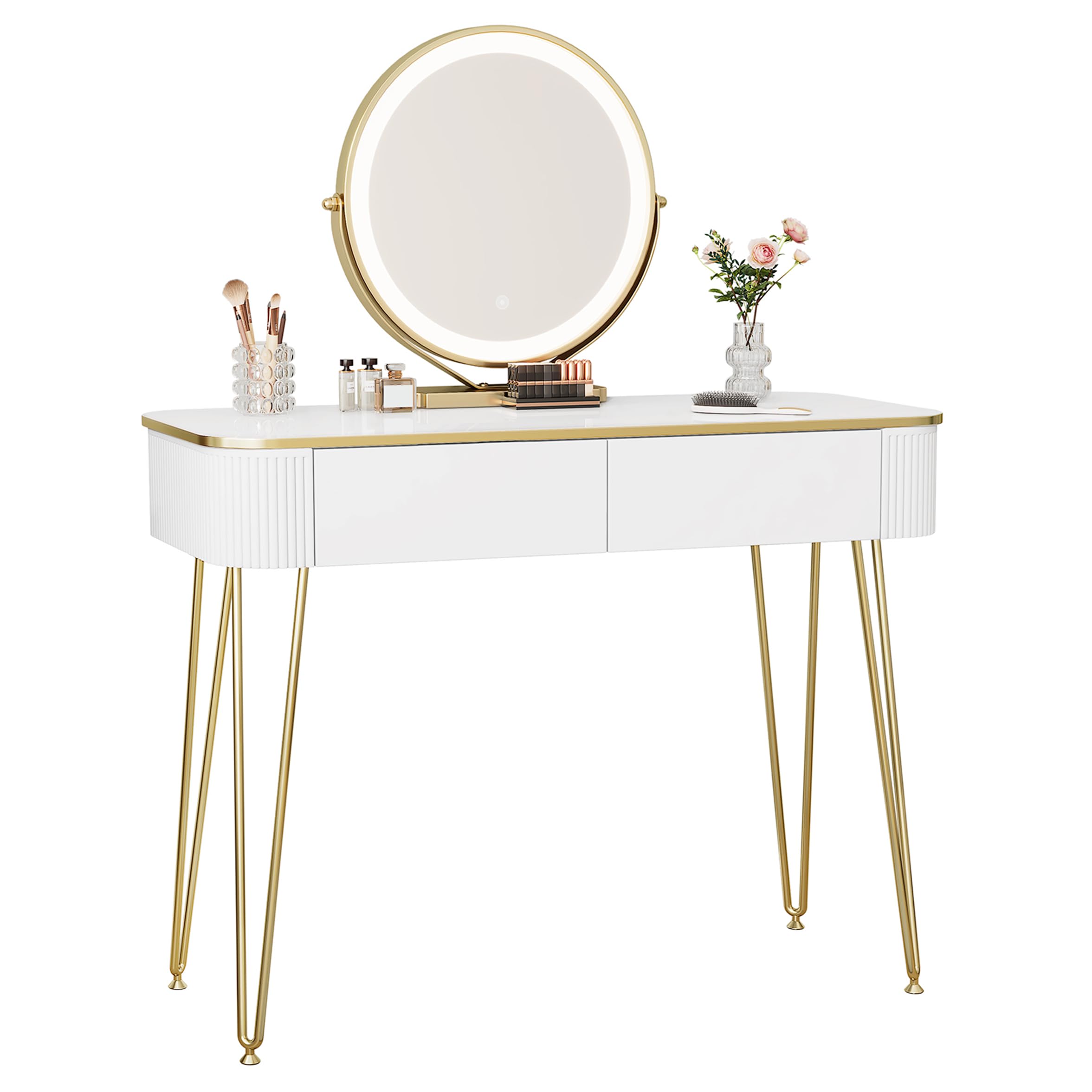 eugad-schminktisch-mit-led-spiegel-wei-100-cm-dimmbar image 1