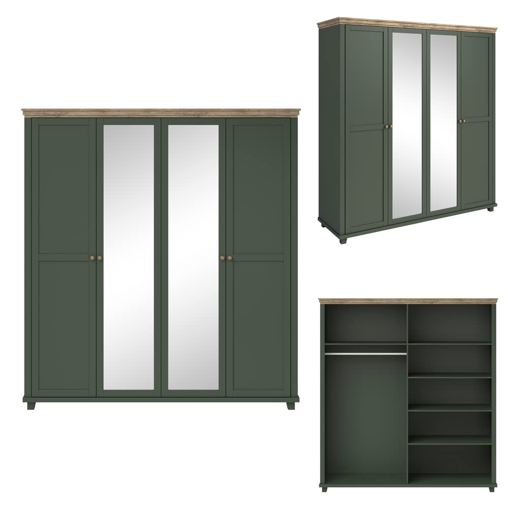 lomadox-schlafen-kleiderschrank-4-t-rig-gr-n-eiche-spiegel image 3