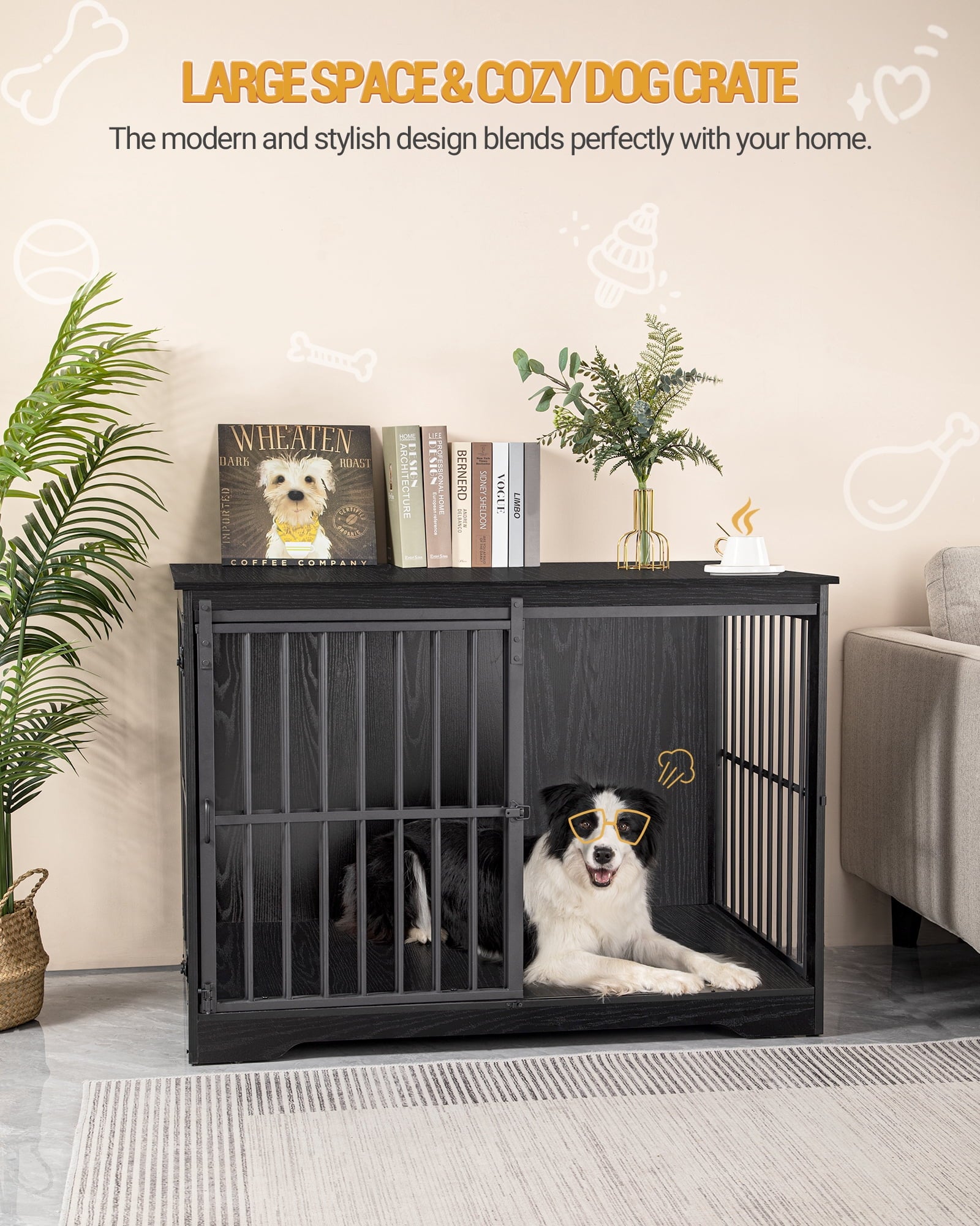hzuaneri-pet-hundebox-m-bel-44-zoll-schwarz-hundek-fig-holz-tv-board image 8