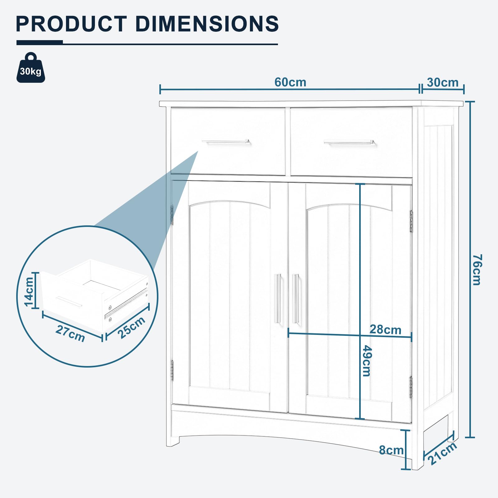 eugad-badschrank-wei-badezimmerschrank-60x76x30-2-schubladen image 3