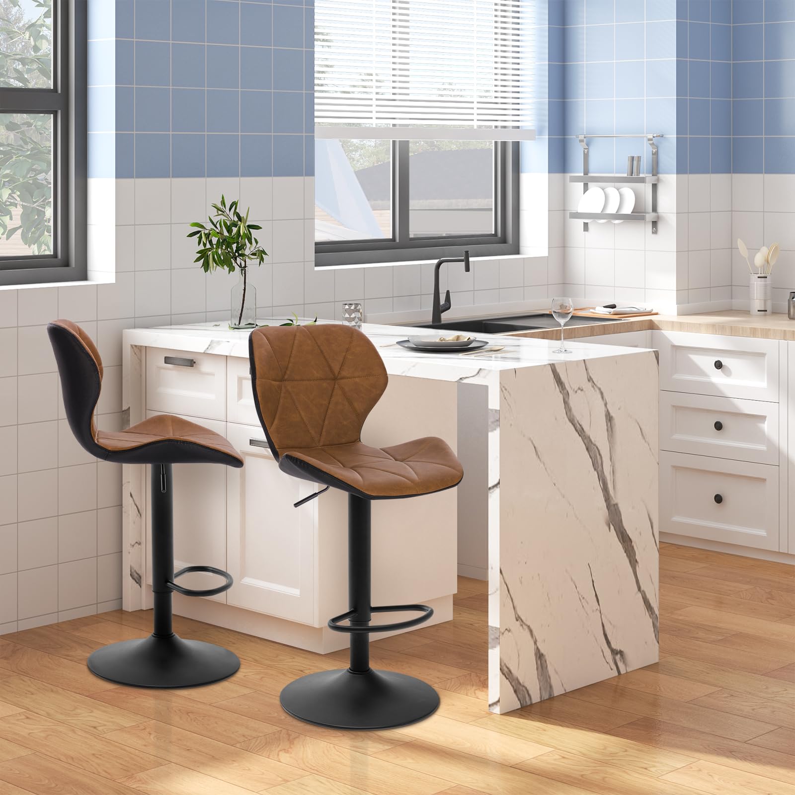 eugad-hocker-barhocker-4er-set-braun-h-henverstellbar-kunstleder image 2